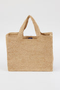 Natural woven structured tote with handles