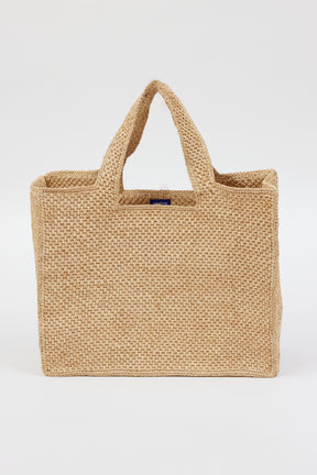 Natural woven structured tote with handles