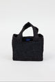 Black small structured woven straw bag