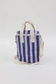 Blue and lavender striped cooler bag