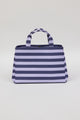 blue and lavender striped bag