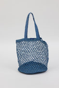 blue straw raffia bag
