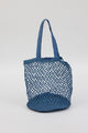 blue straw raffia bag