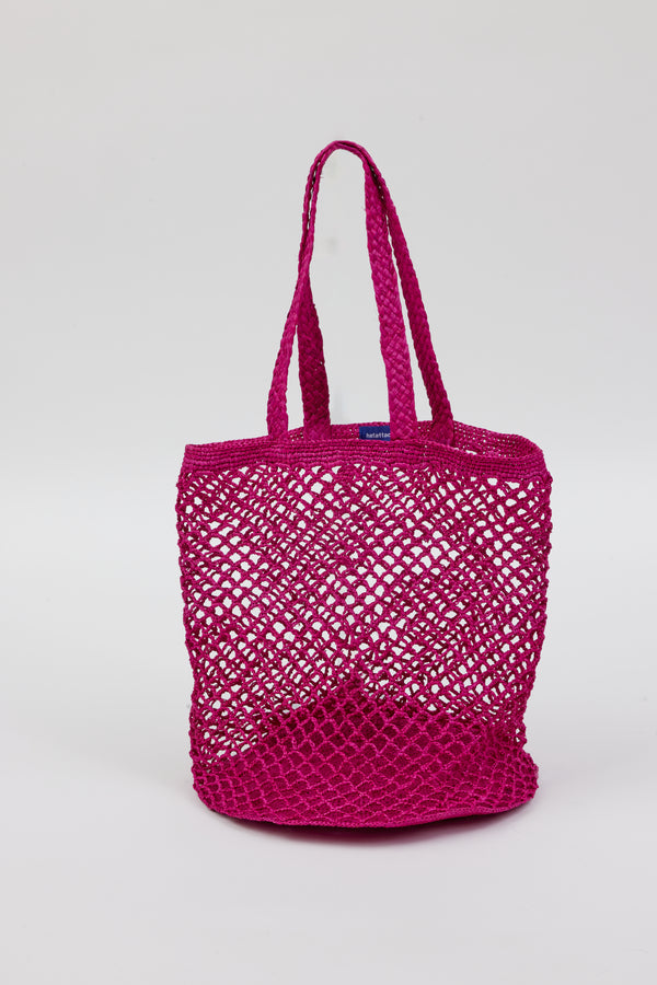 pink straw raffia bag