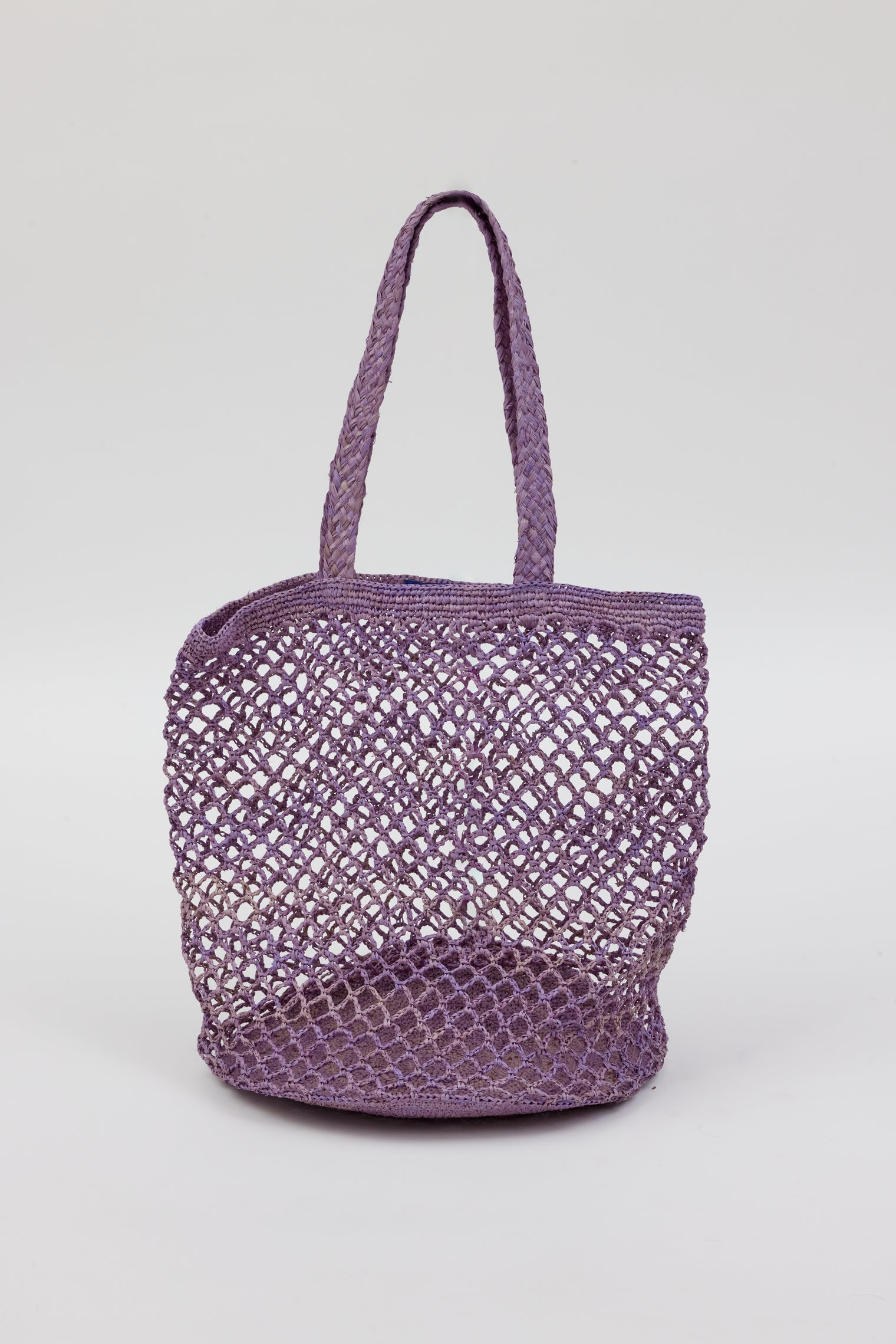 purple straw raffia bag