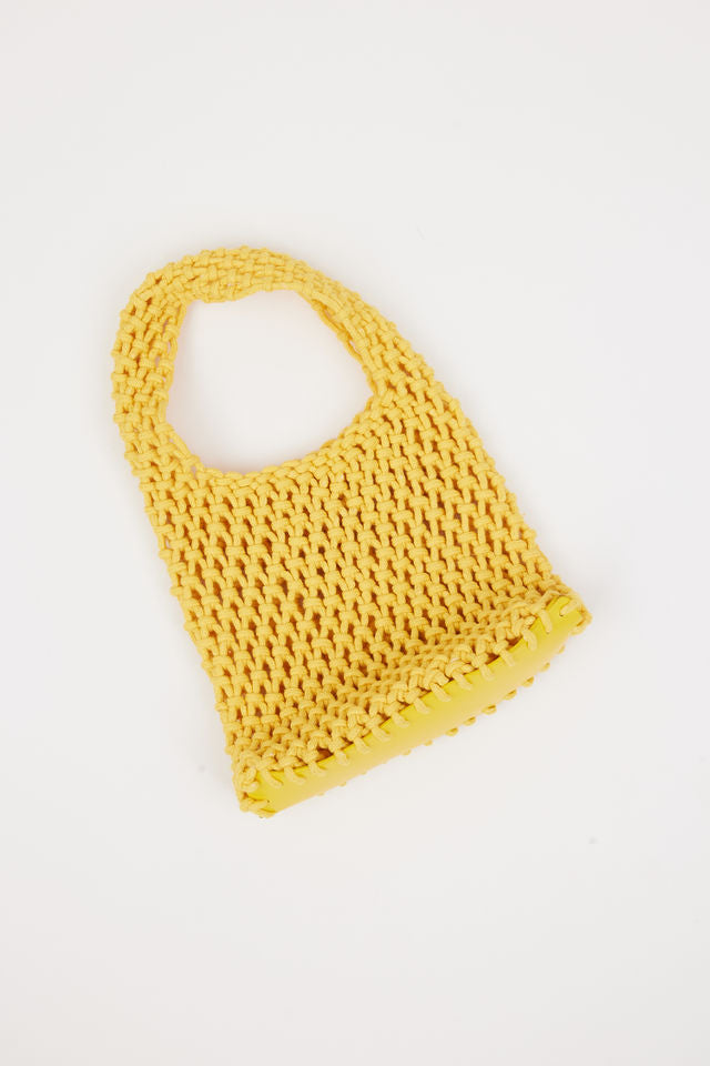 yellow woven cotton bag