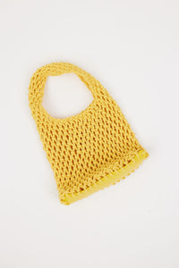yellow woven cotton bag