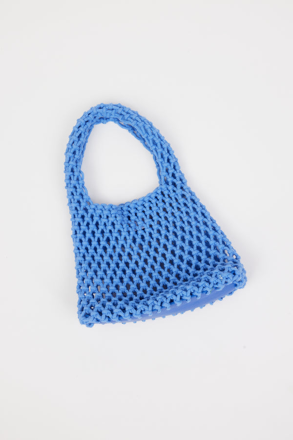 blue cotton woven bag