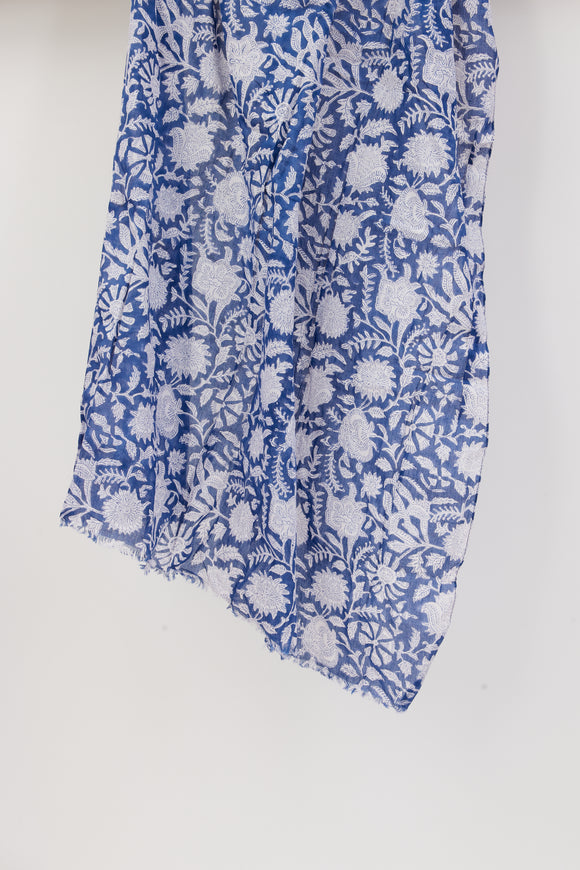 blue and white floral sarong