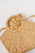structured small mini bag with drawstring interior