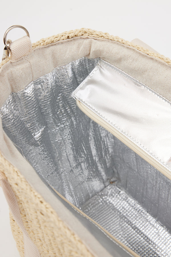 Zippered closure of insulated straw cooler bag