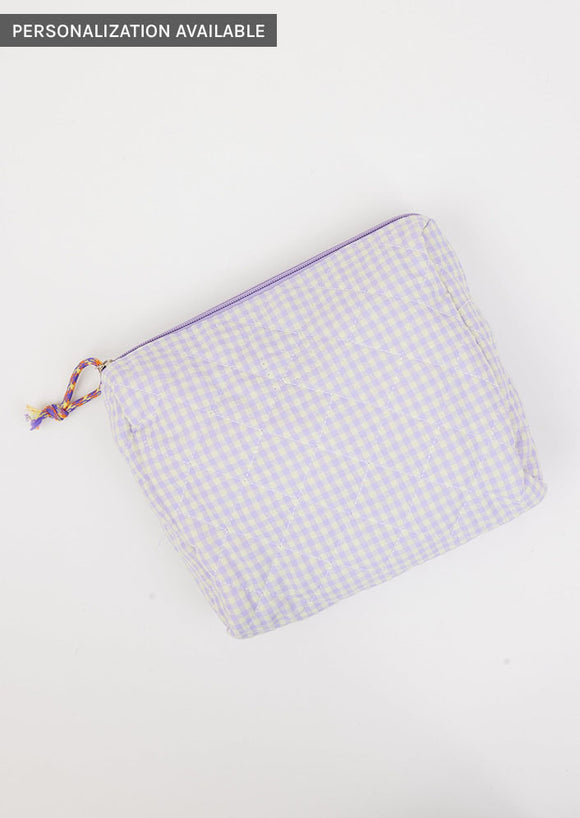 Lavender check bag with zipper