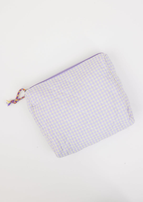 Lavender and ivory check mini bag with zipper