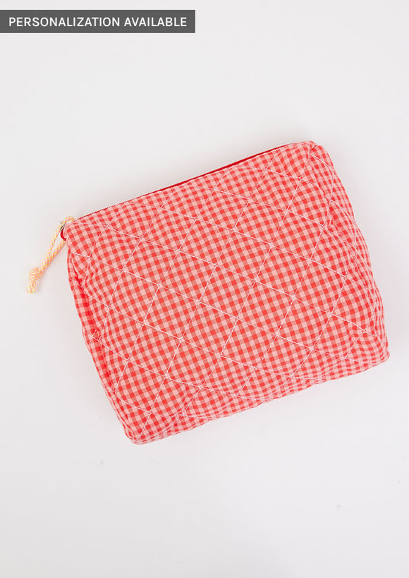 Red and pink mini check bag with zipper