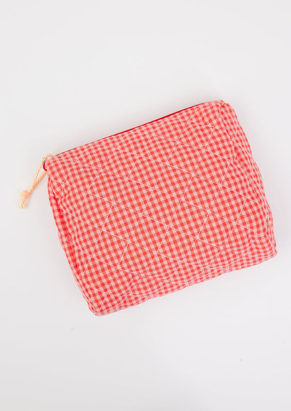 Red and pink mini check bag with zipper