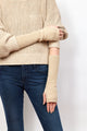 Beige armwarmers on model