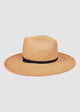 Pecan brown Panama hat with black trim