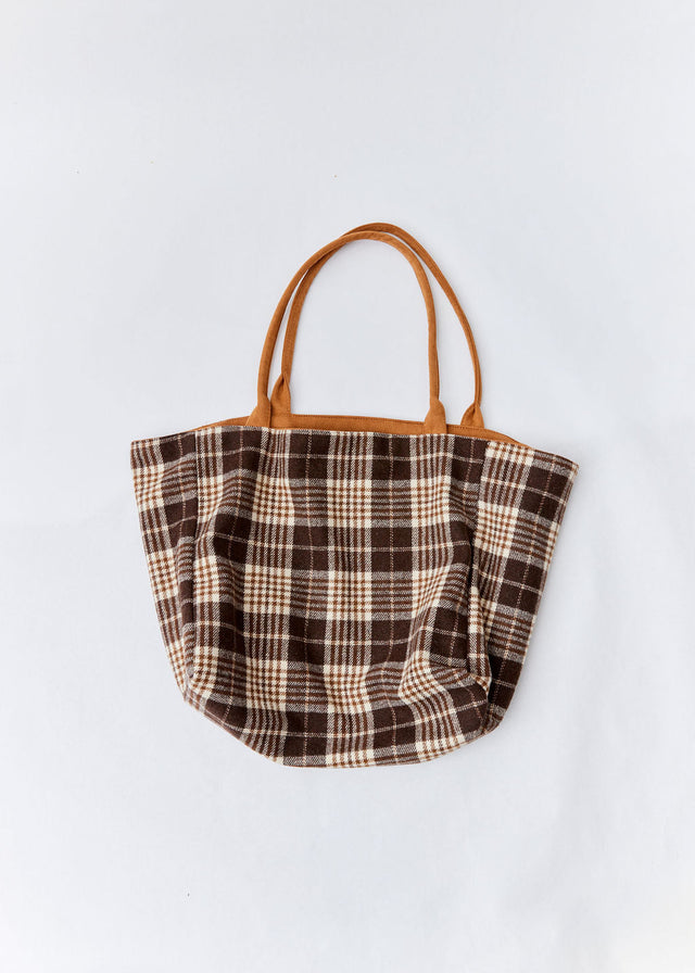 Reversible Plaid Slouchy Tote