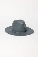 Slate gray fedora hat on a white background