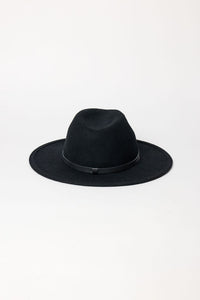 Black fedora hat on a white background