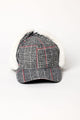 Black plaid cap with earflaps