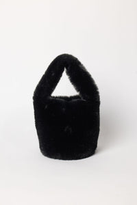Black faux fur mini bag