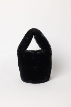 Black faux fur mini bag