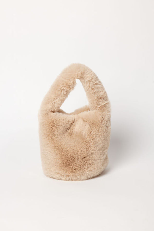 Tan faux fur mini bag