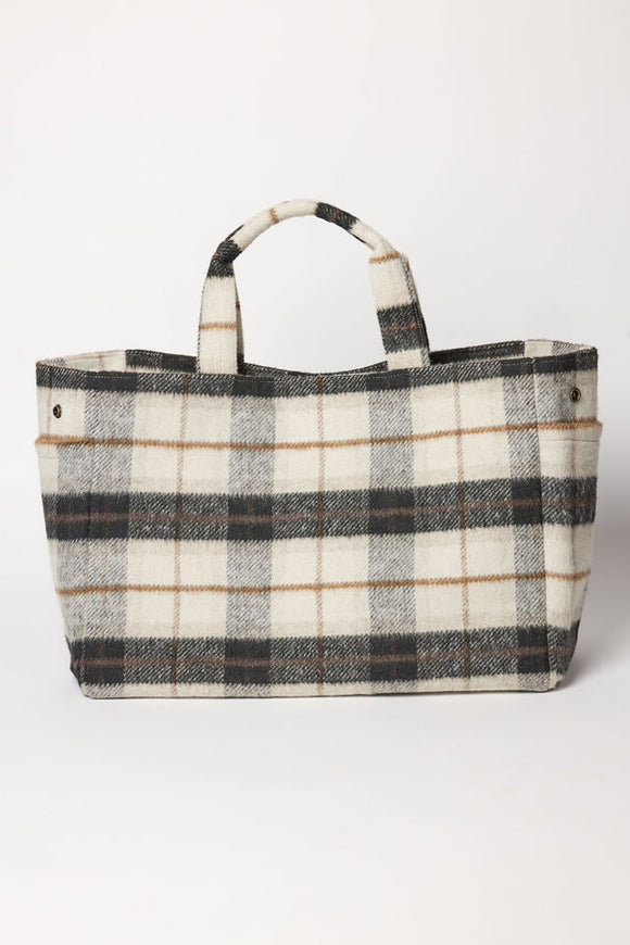 Plaid tote bag on a white background