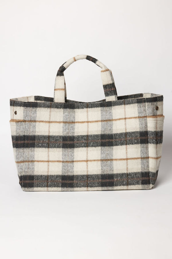 Plaid tote bag on a white background