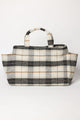 Plaid tote bag, expanded, on a white background