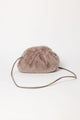 Taupe faux fur clutch with strap