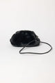 Black faux fur clutch with strap