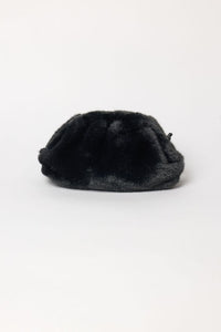 Black faux fur clutch