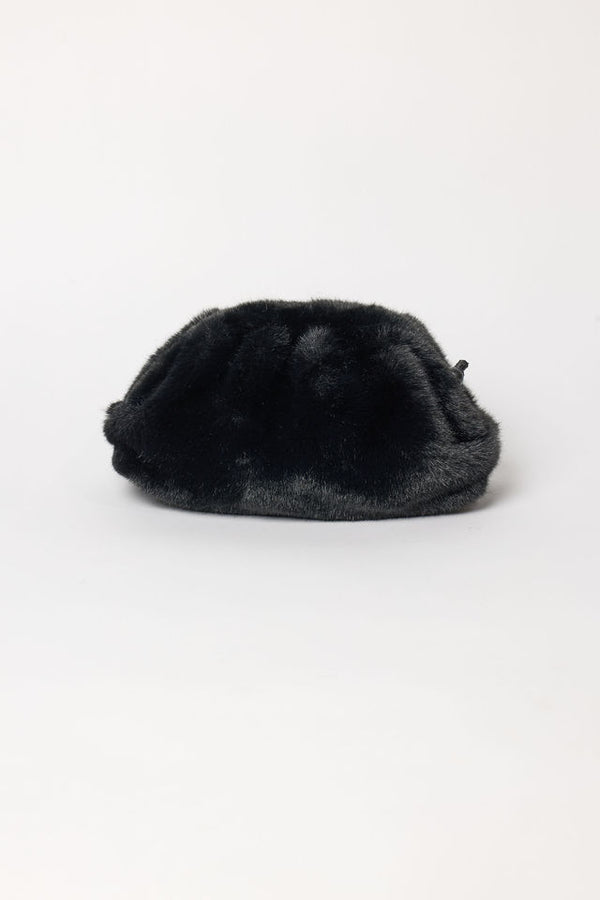 Black faux fur clutch