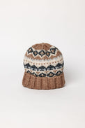 Brown and black fair isle beanie