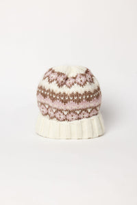 Ivory and brown fair isle beanie