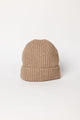 Tan ribbed beanie with cuff