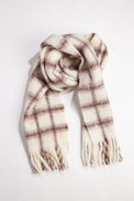 Brown and ivory window plaid scarf