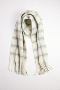 Sage and ivory window plaid scarf