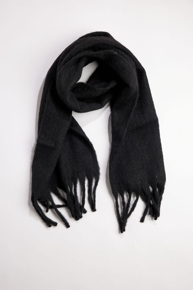 Black scarf with fringe
