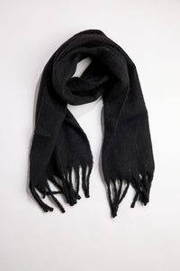 Black scarf with fringe