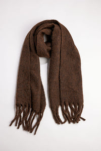 Brown scarf with fringe
