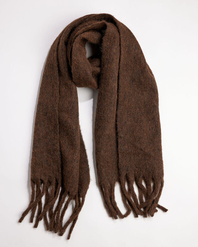 Brown scarf with fringe