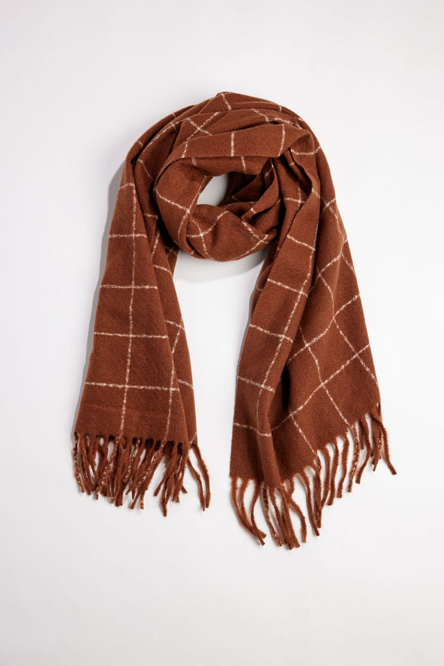 Brown windowpane scarf