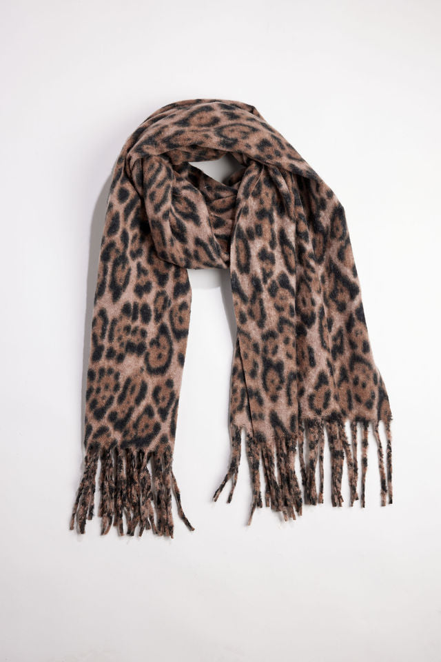 Brown and black leopard scarf