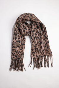 Brown and black leopard scarf