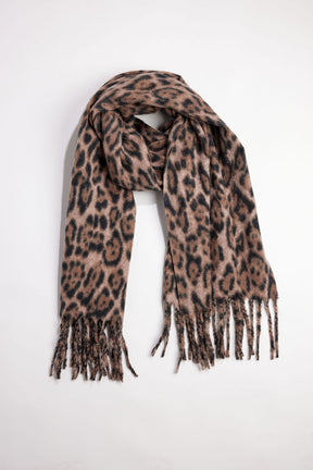 Brown and black leopard scarf