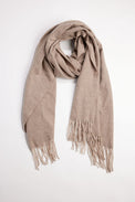 Tan scarf with fringe
