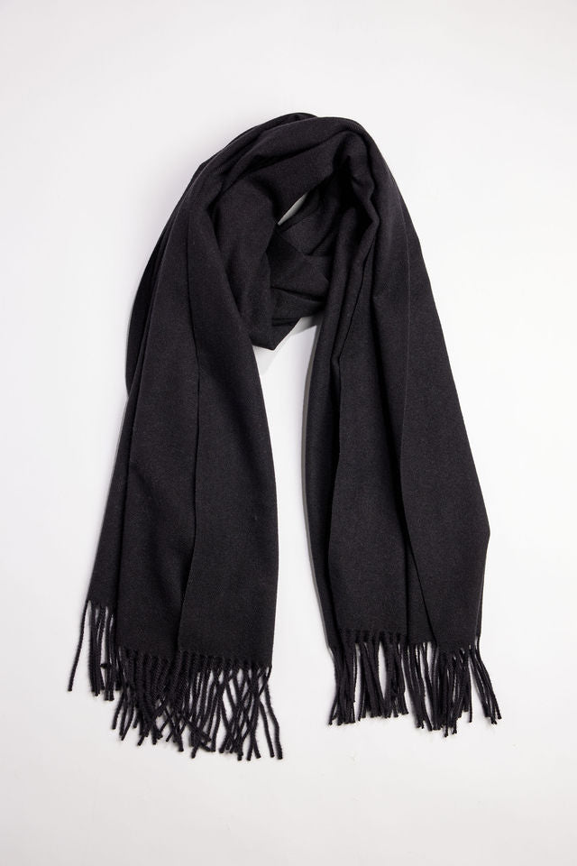 Black scarf with fringe